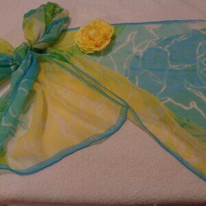 MERMAIDCORE UNDERSEA LIMEAIDE LEMONAIDE CHIFFON RETRO LONG SCARF